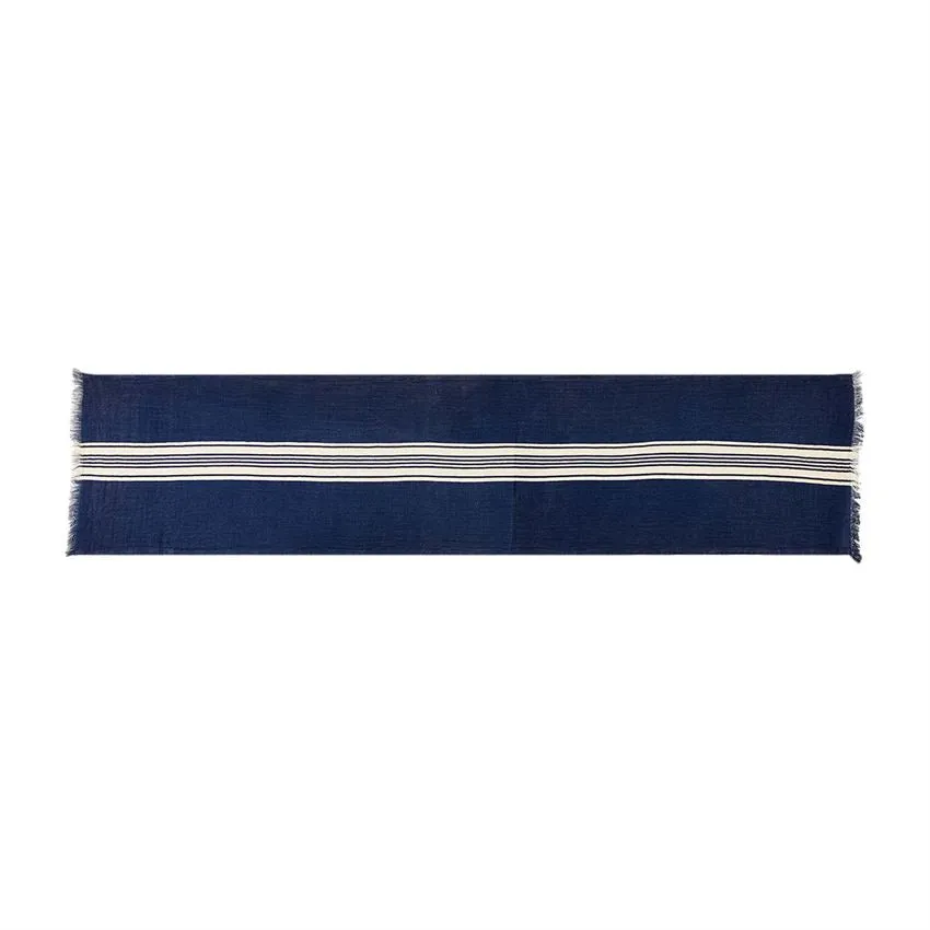 Fringe Navy Stripe Table Runner