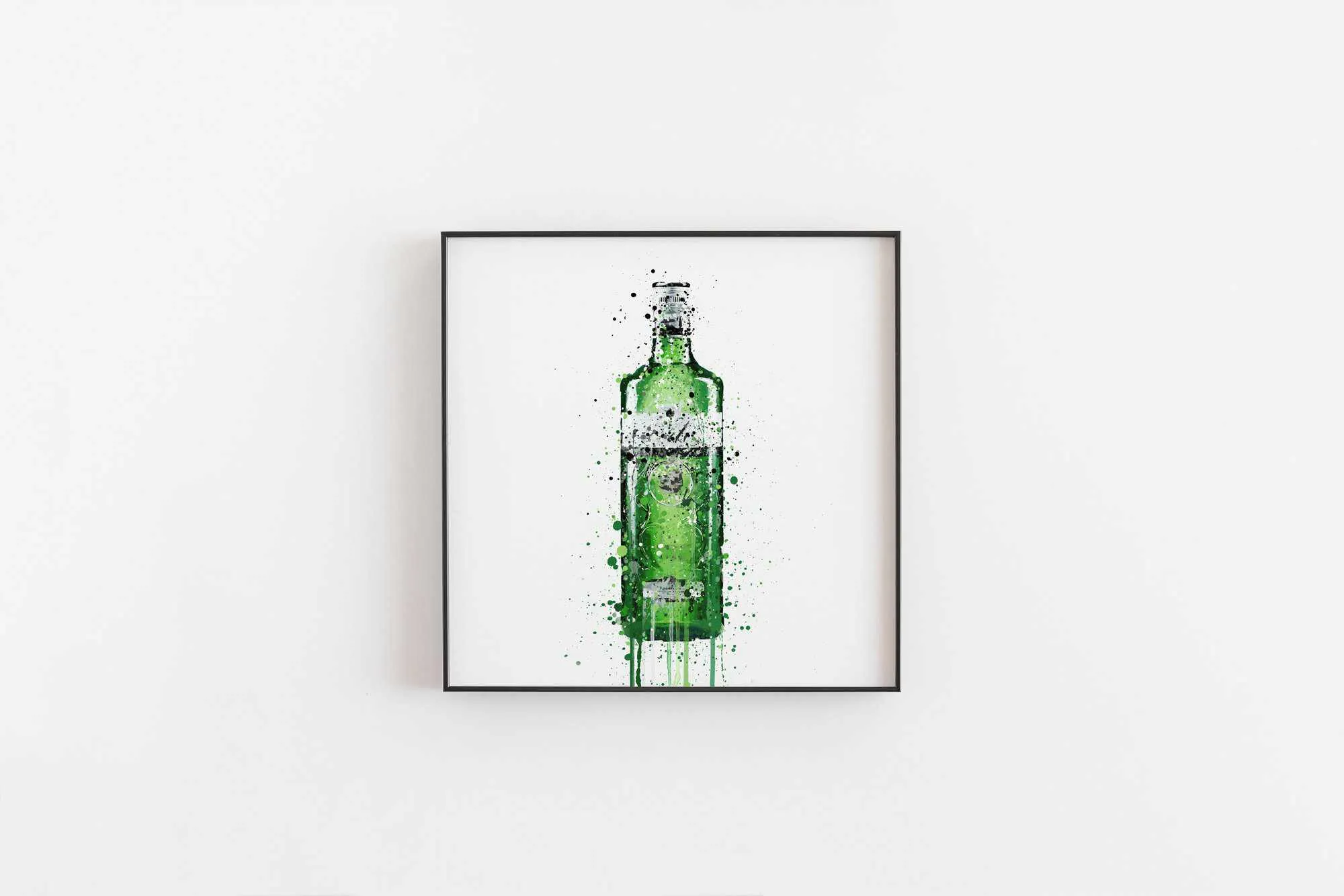 Gin Bottle Wall Art Print 'Leaf Green'