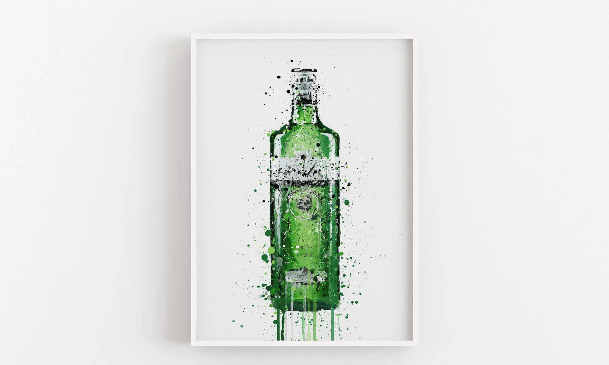 Gin Bottle Wall Art Print 'Leaf Green'