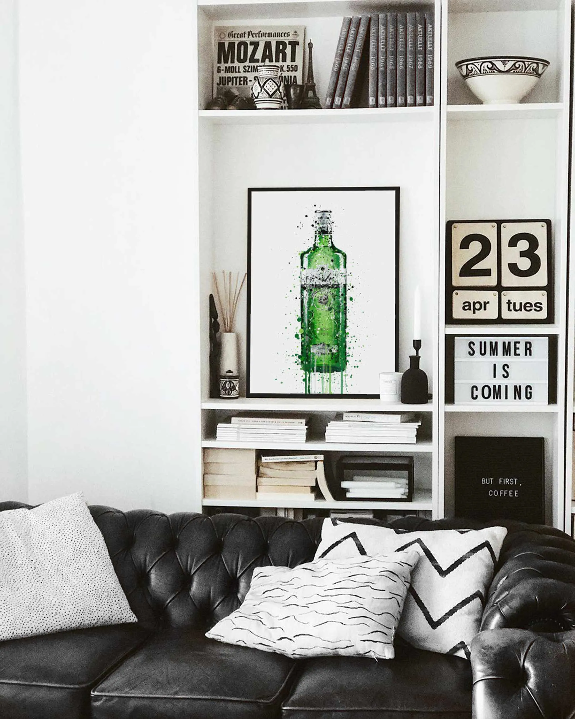 Gin Bottle Wall Art Print 'Leaf Green'