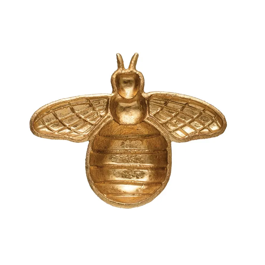 Golden Cast Iron Bee Catchall