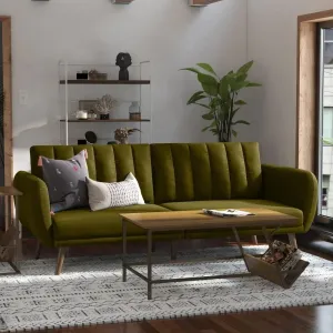 Green Ribbed Sleeper Sofa