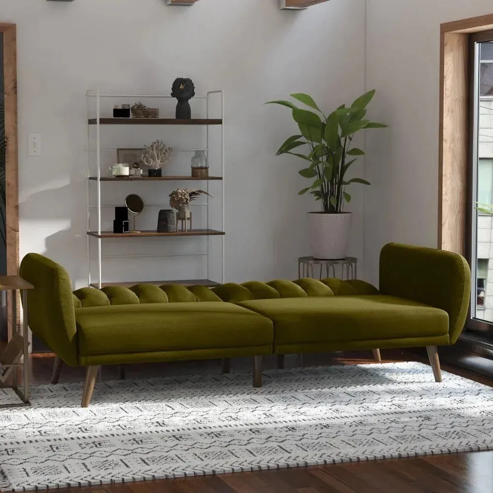 Green Ribbed Sleeper Sofa