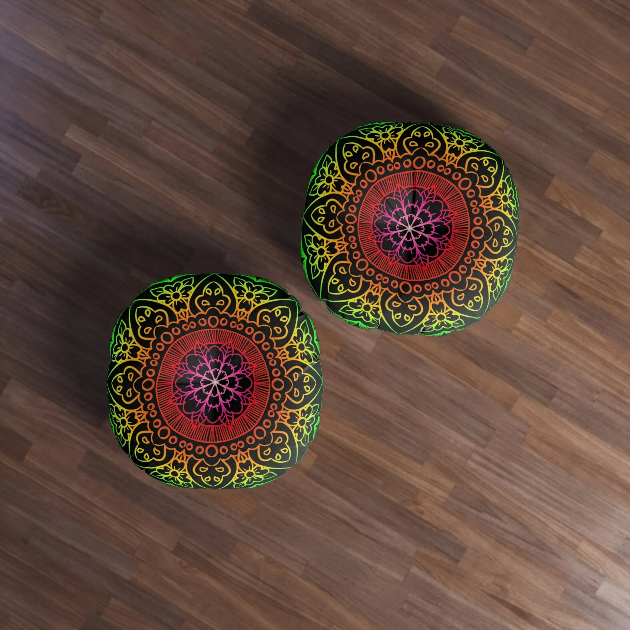 Hand Drawn Mandala Art Design Floor Cushion - Round