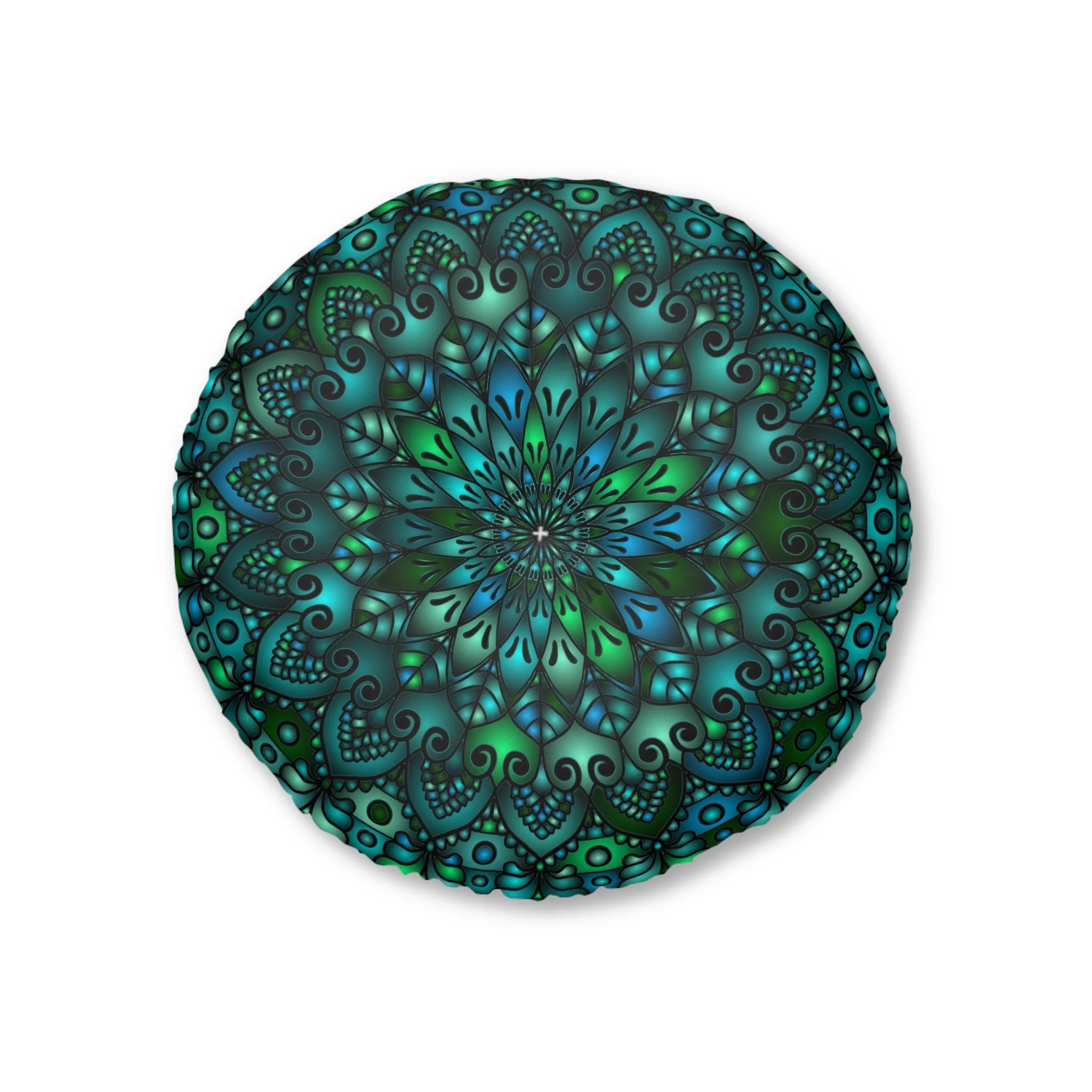 Handcrafted Mandala Art Floor Cushion - Round Tufted Pillow