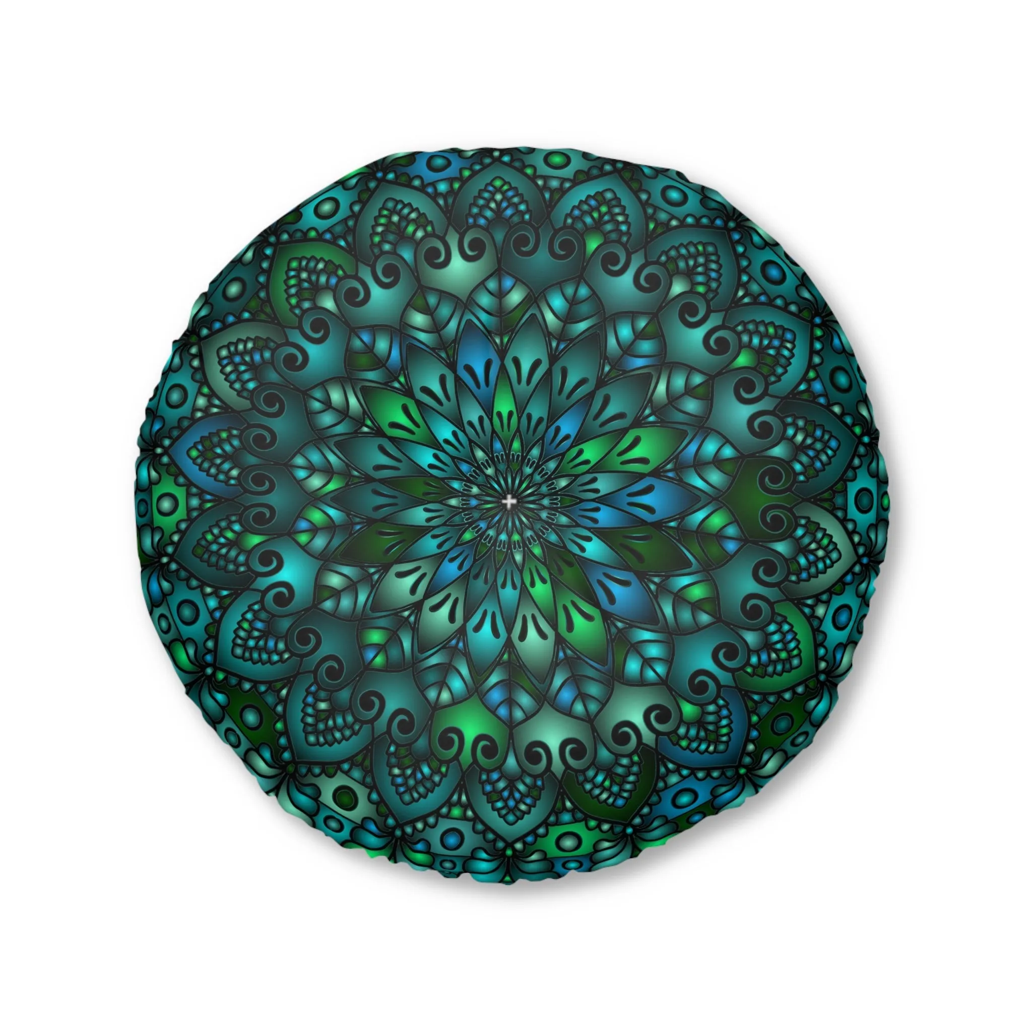 Handcrafted Mandala Art Floor Cushion - Round Tufted Pillow