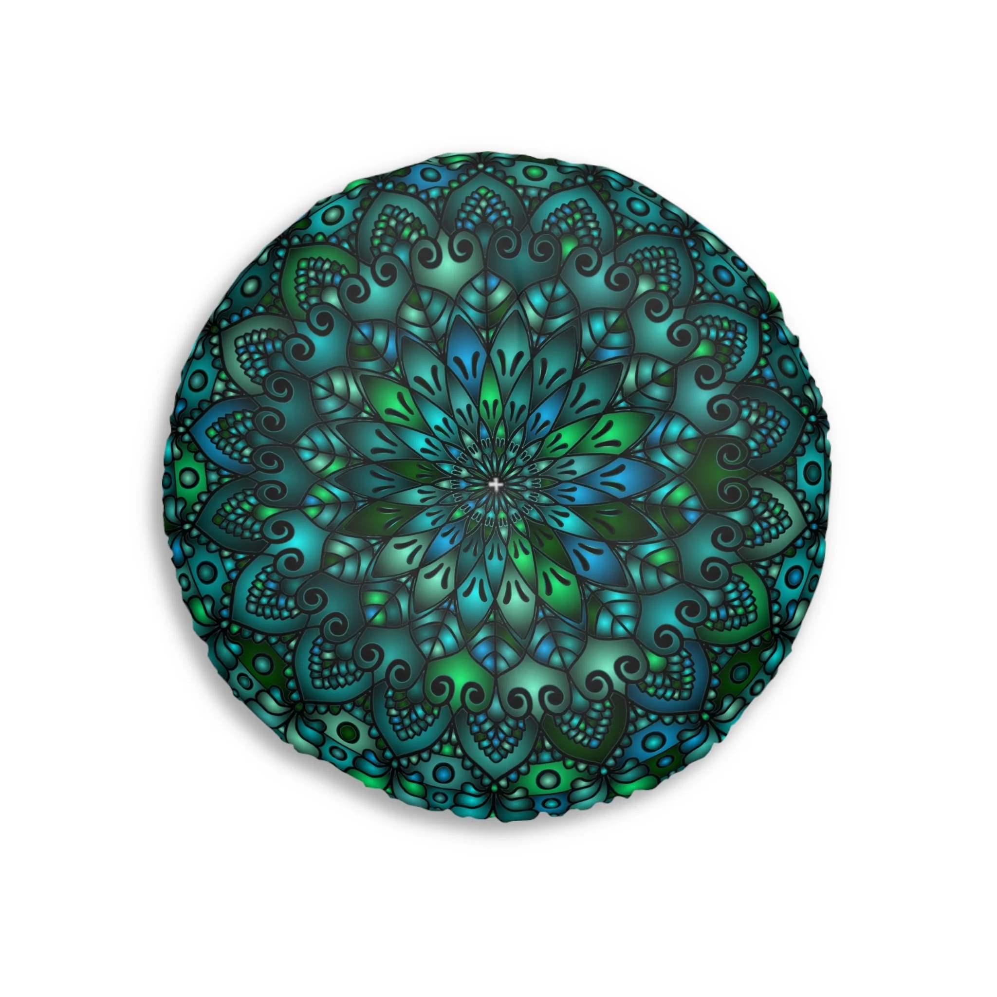 Handcrafted Mandala Art Floor Cushion - Round Tufted Pillow