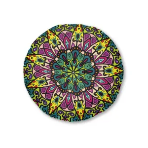 Handmade Mandala Art Tufted Round Floor Cushion