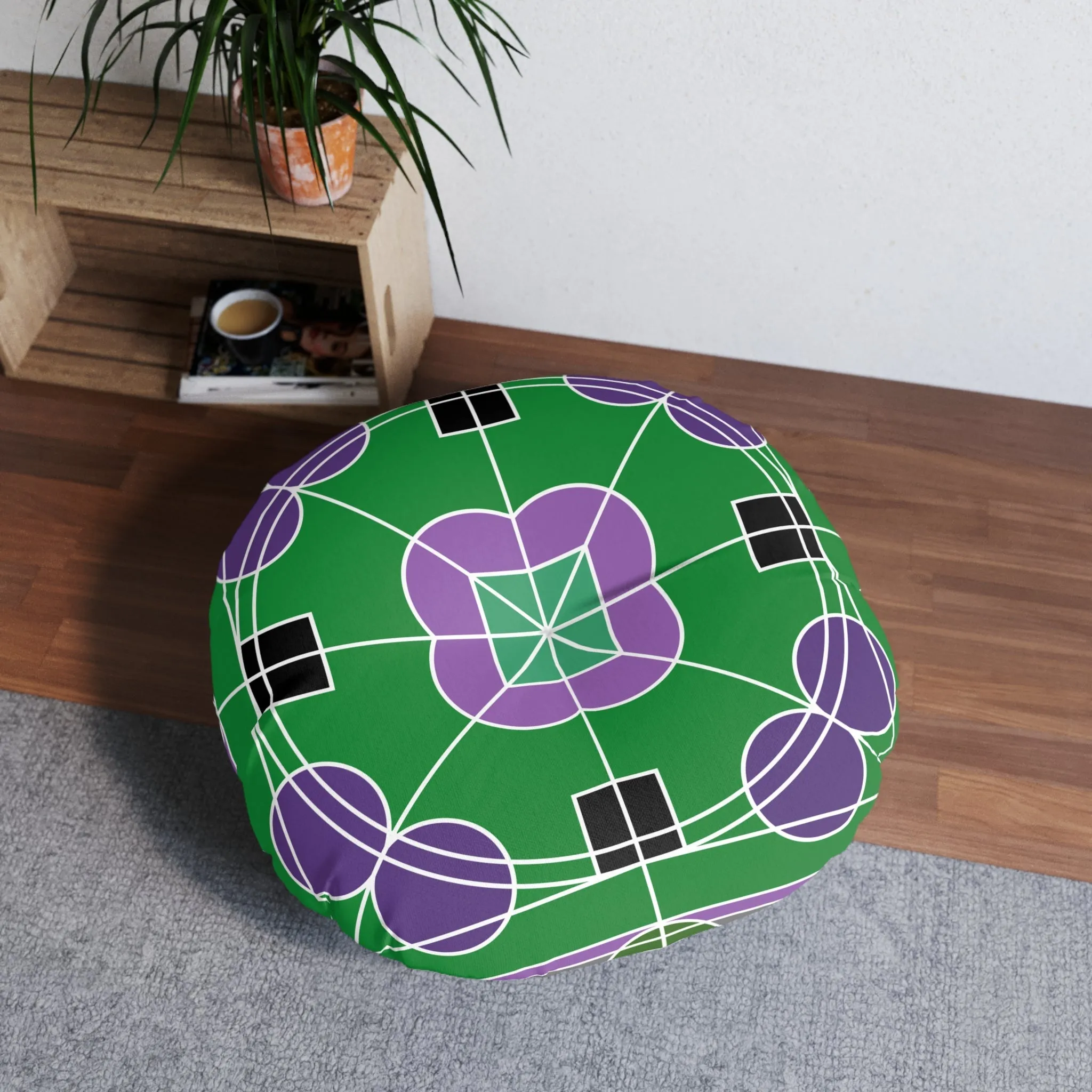 Handmade Mandala Design Floor Cushion - Round Art Pillow