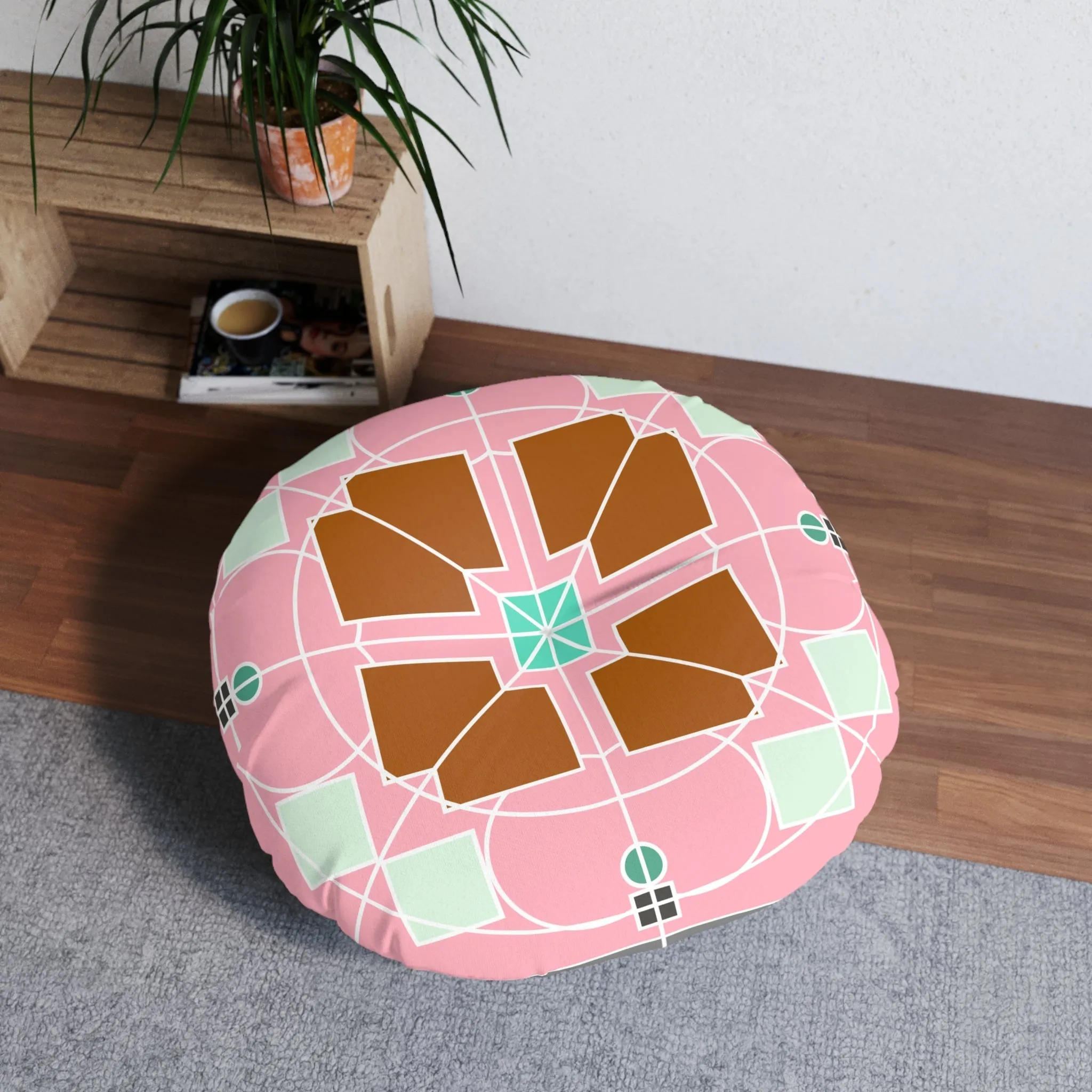 Handmade Mandala Design Round Tufted Floor Cushion