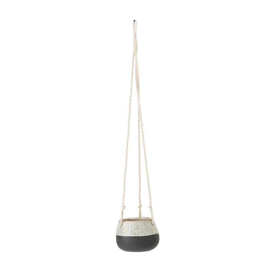 Hanging Small Ceramic Pot White Grey