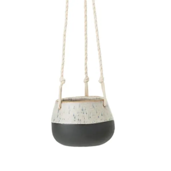 Hanging Small Ceramic Pot White Grey