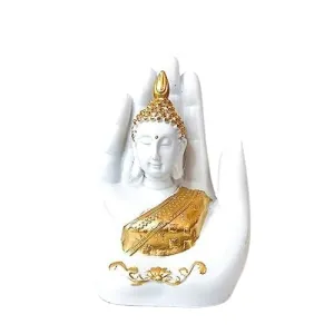 Happy Arts Home Decorative White Gautam Buddha Statue for Home Decor Big Size Idols Living Room Door Entrance Decoration Items Showpiece