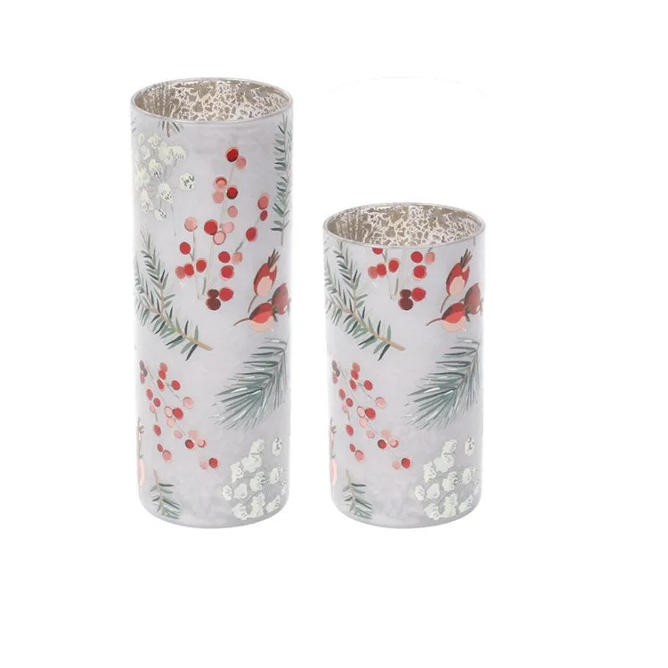 Holly LED Decor Hurricanes Set of 2