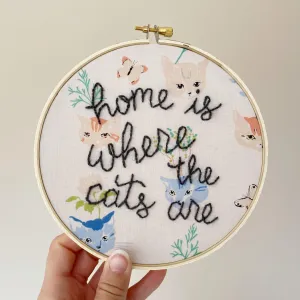 Home is Where the Cats Are Pastel Cats Embroidery