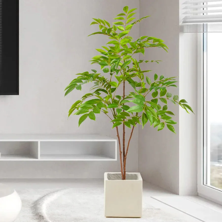 Large Artificial Tree Green Leaves Plant For Modern Interior Design Faux House Plant For Living Room Dining Room Home Office Decor 76-140cm