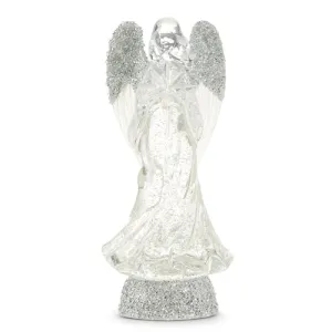 Lighted Angel with Silver Glitter