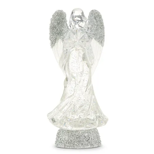 Lighted Angel with Silver Glitter