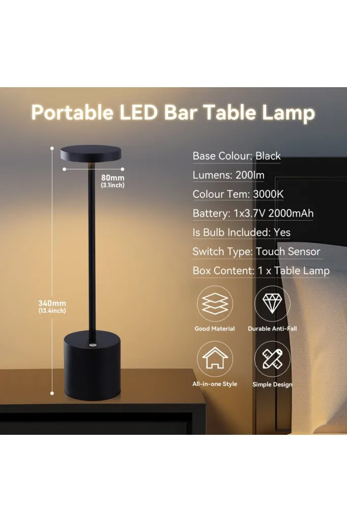 Ll - Portable Led Bar Table Lamp - Black