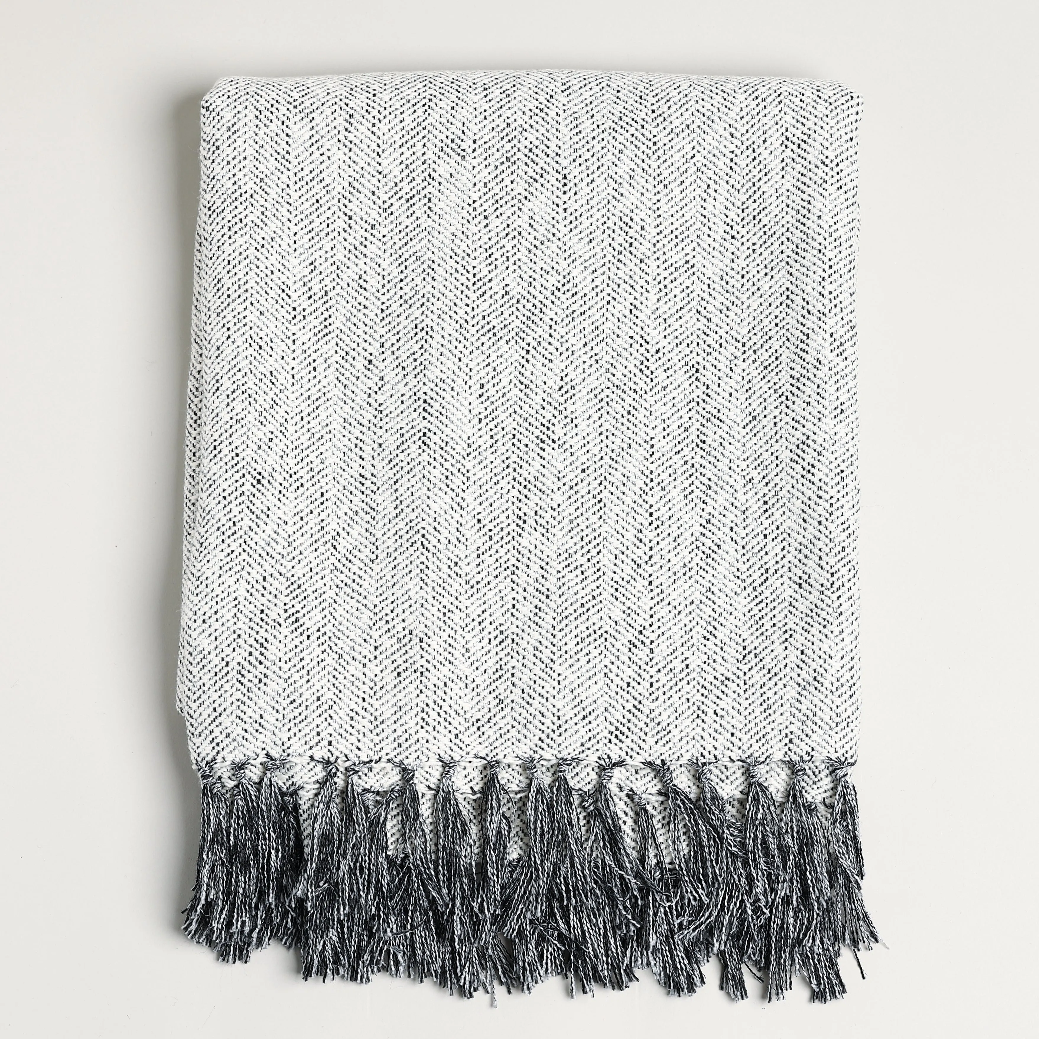 Luxurious Herringbone Throw Blanket - White Black, Red White Black, Black Cream