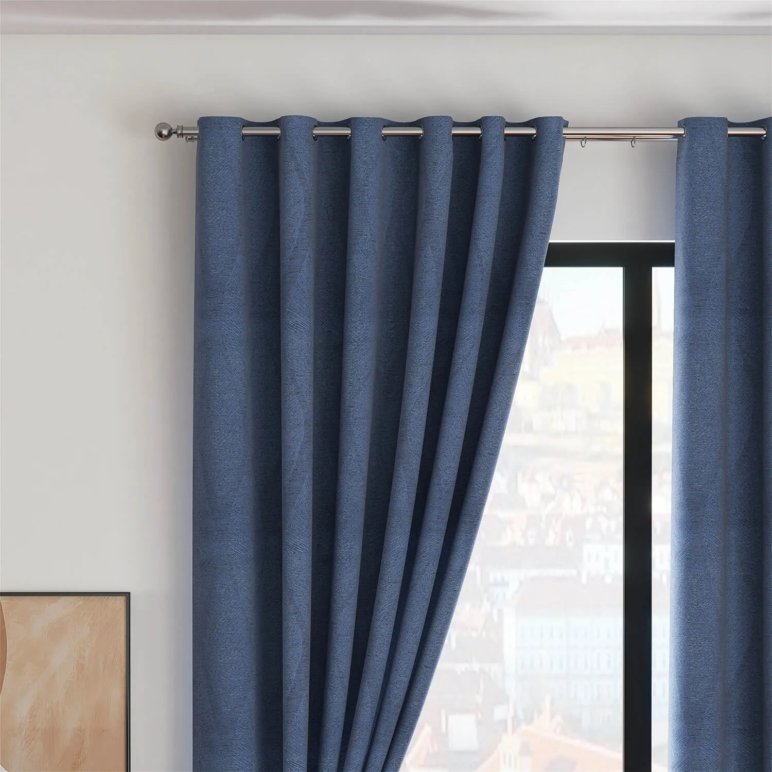 Marseille Eyelet Readymade Curtains - Navy