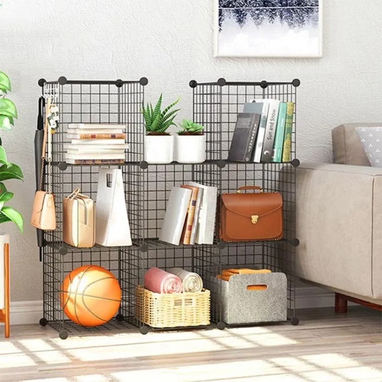 Metal Grid Cube Organizer | Black