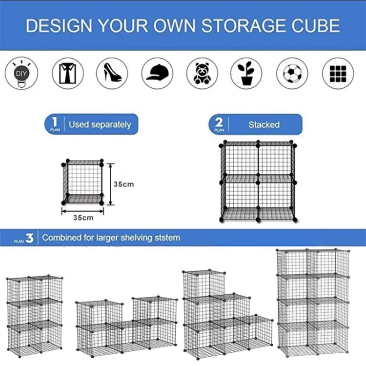 Metal Grid Cube Organizer | Black