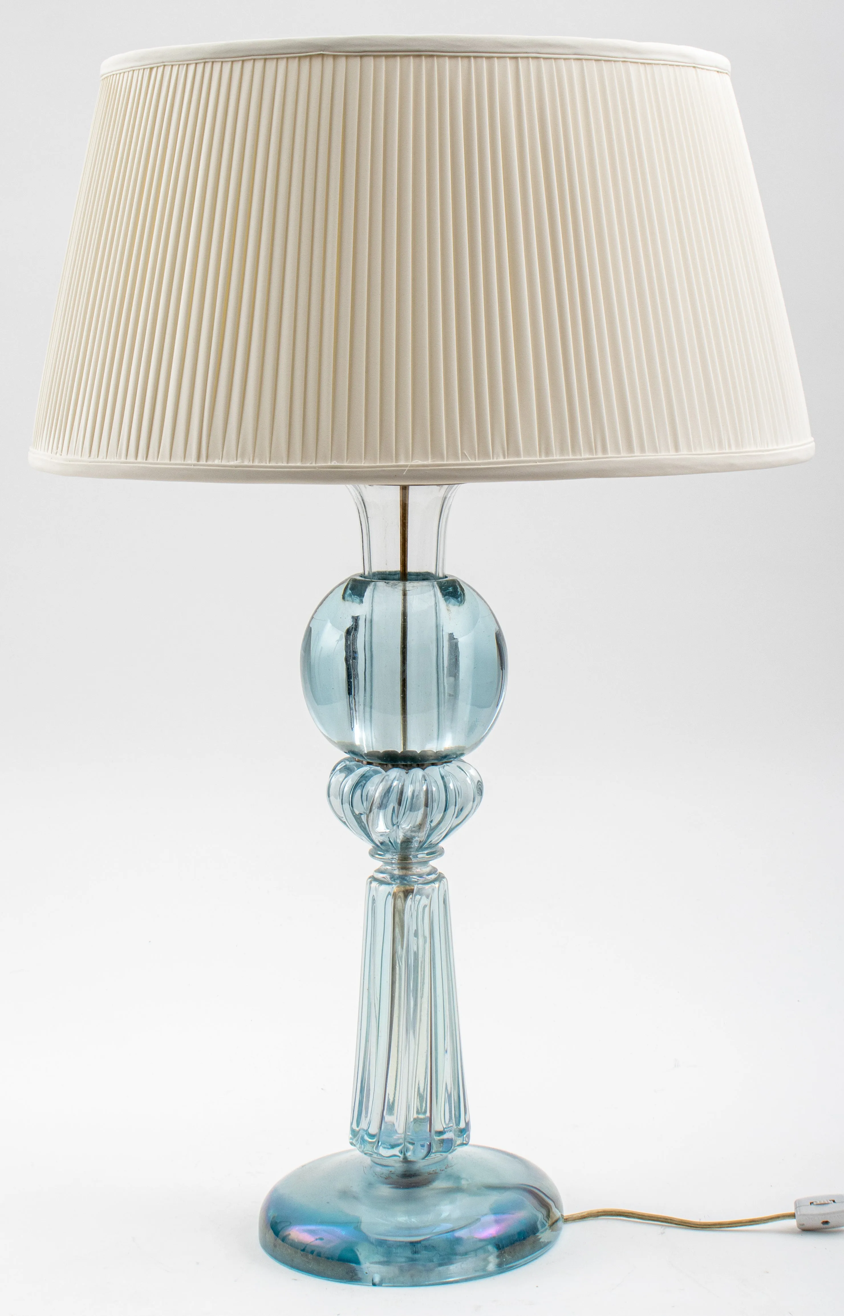 Mid Century Modern Blue Glass Table Lamp