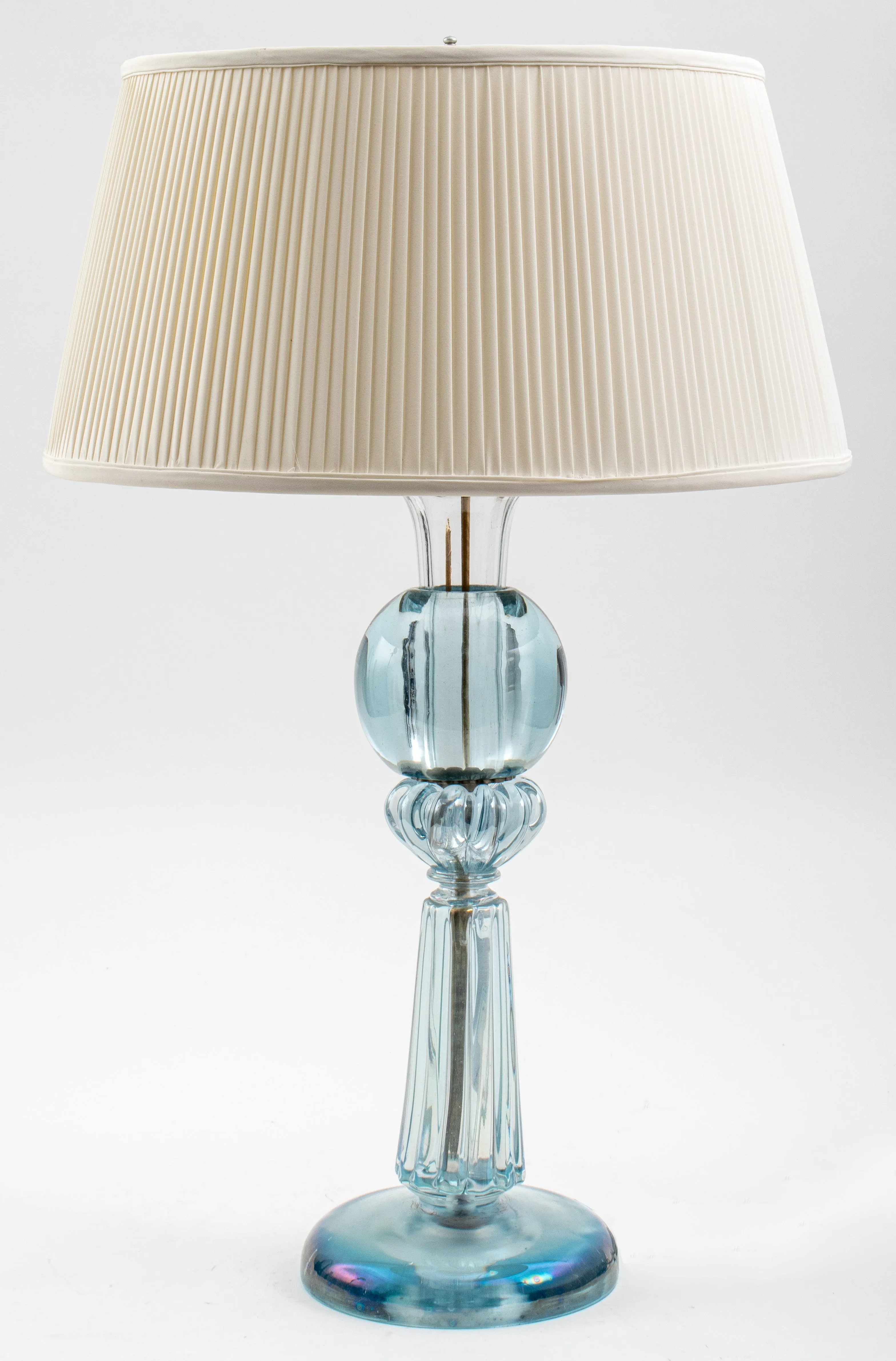 Mid Century Modern Blue Glass Table Lamp