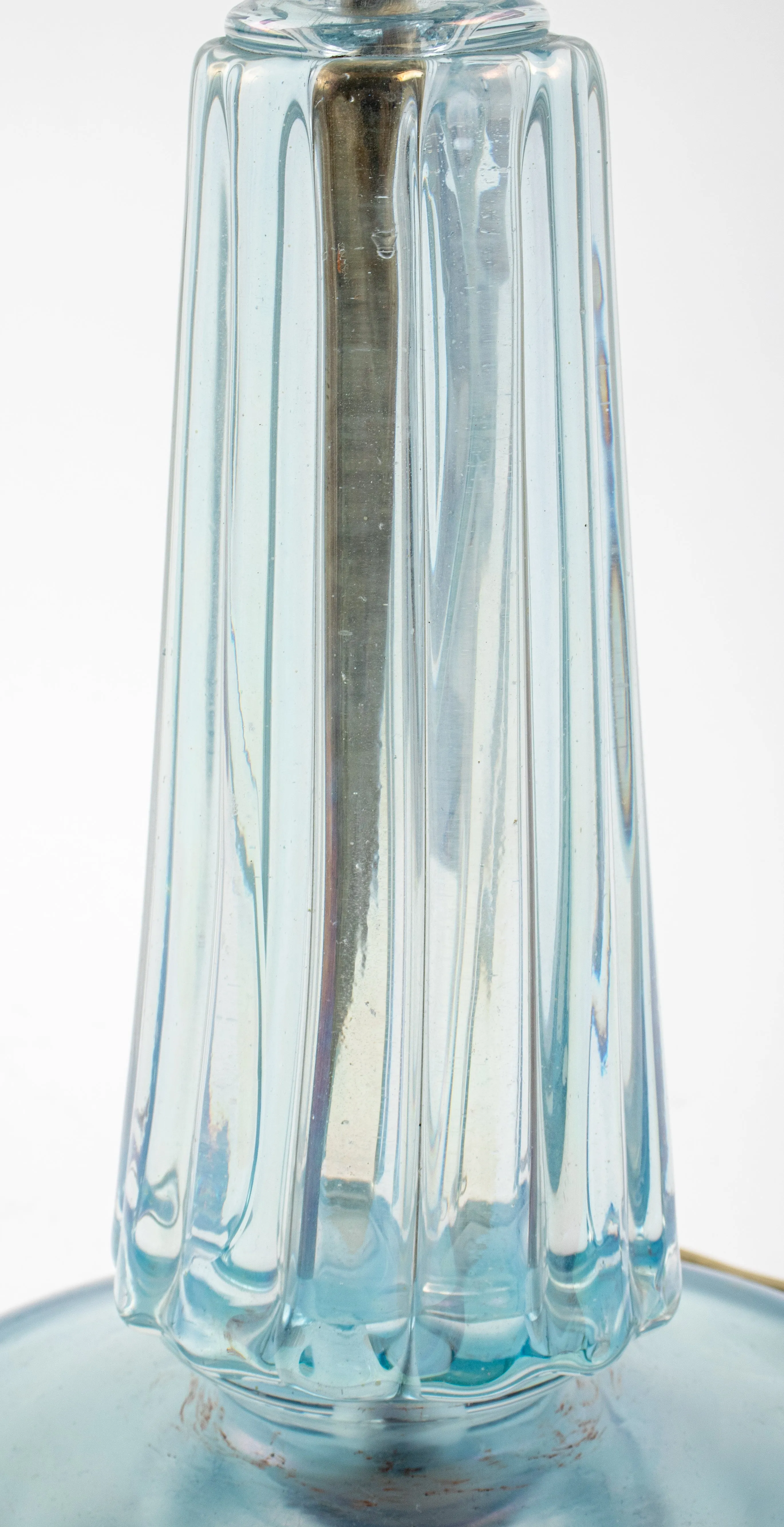 Mid Century Modern Blue Glass Table Lamp