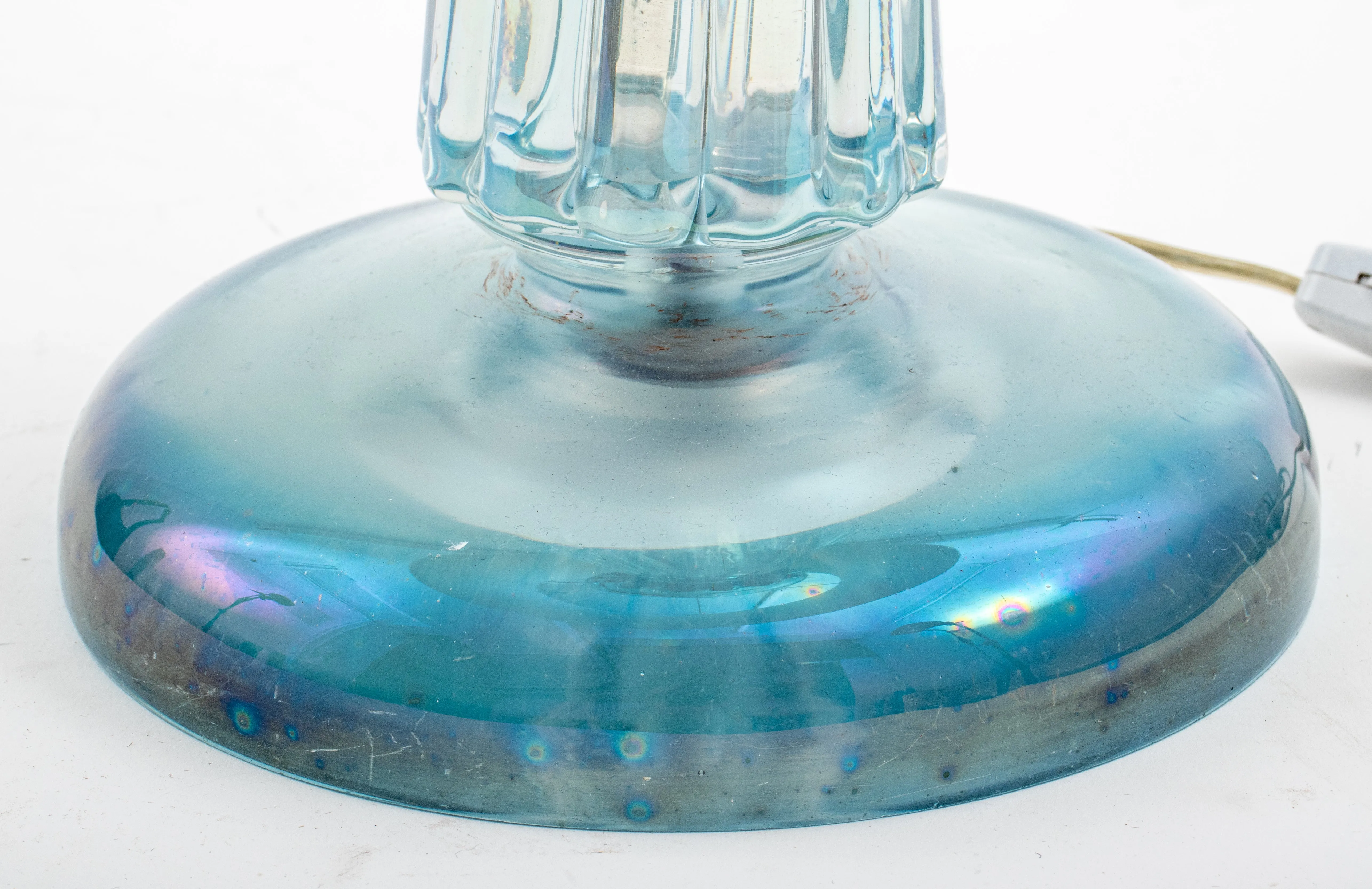 Mid Century Modern Blue Glass Table Lamp