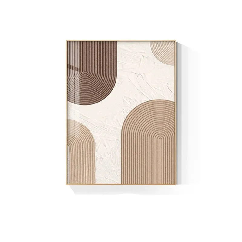 Modern Abstract Beige Geometric Lines Wall Art Fine Art Canvas Prints Pictures For Living Room Dining Room Home Office Decor