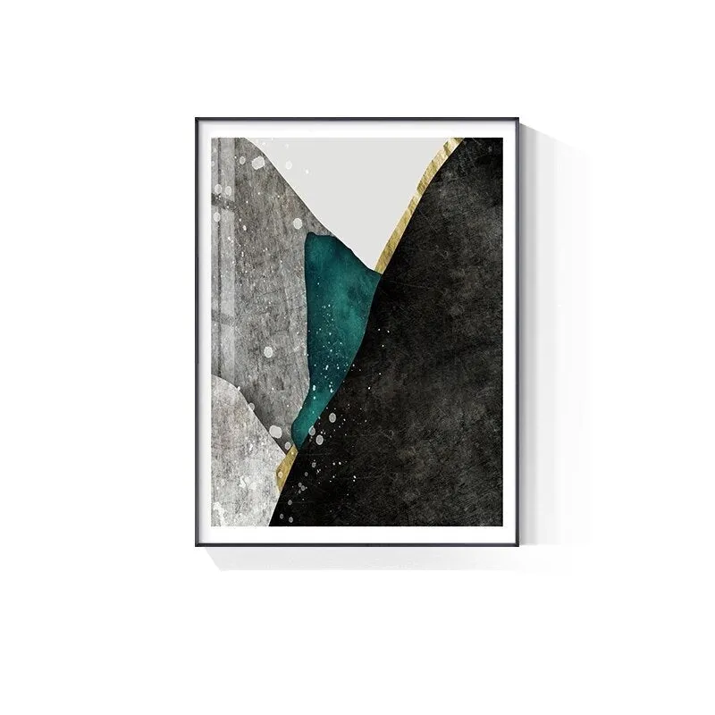 Modern Abstract Nordic Geomorphic Green Grey Goldn Wall Art Fine Art Canvas Prints Pictures For Modern Apartment Living Room Home Decor