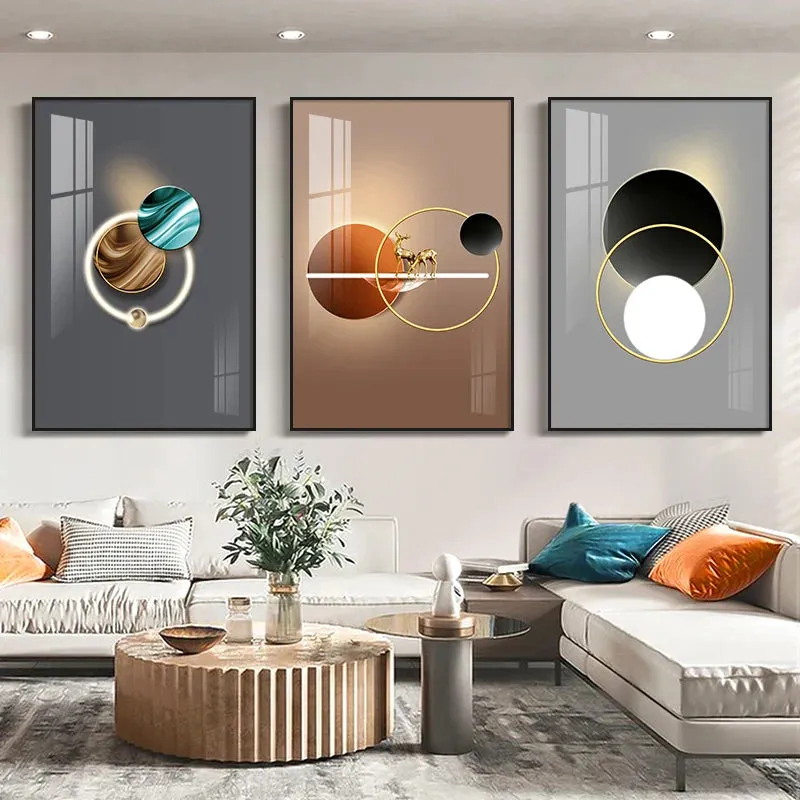 Modern Aesthetics Abstract Auspicious Wall Art Fine Art Canvas Prints Pictures For Luxury Living Room Dining Room Boutique Hotel Room Art Decor