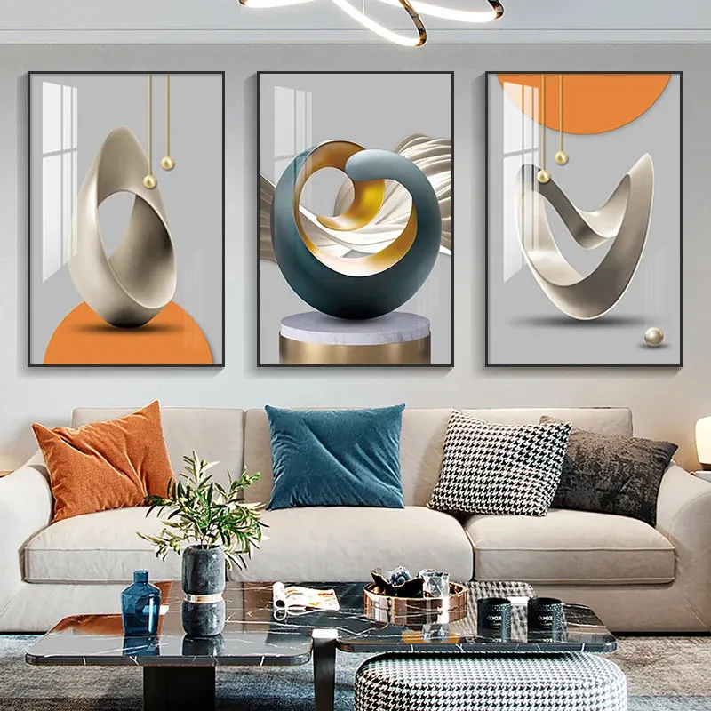 Modern Aesthetics Abstract Auspicious Wall Art Fine Art Canvas Prints Pictures For Luxury Living Room Dining Room Boutique Hotel Room Art Decor