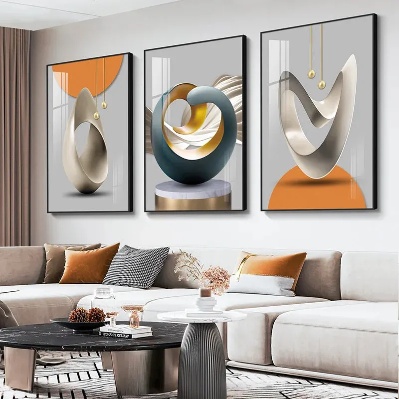 Modern Aesthetics Abstract Auspicious Wall Art Fine Art Canvas Prints Pictures For Luxury Living Room Dining Room Boutique Hotel Room Art Decor