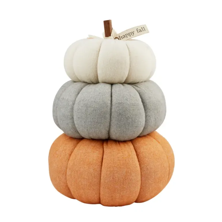 Mudpie Herringbone Patterned Pumpkin Stack