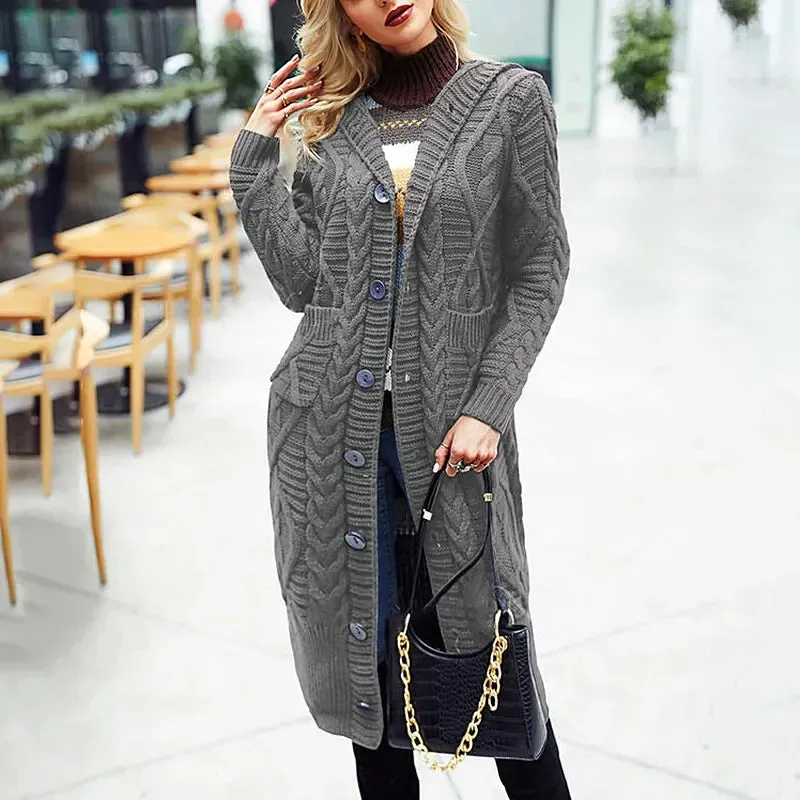 Oversized Loose Knitted Long Sleeve Button Knitwear Autumn Winter Coats