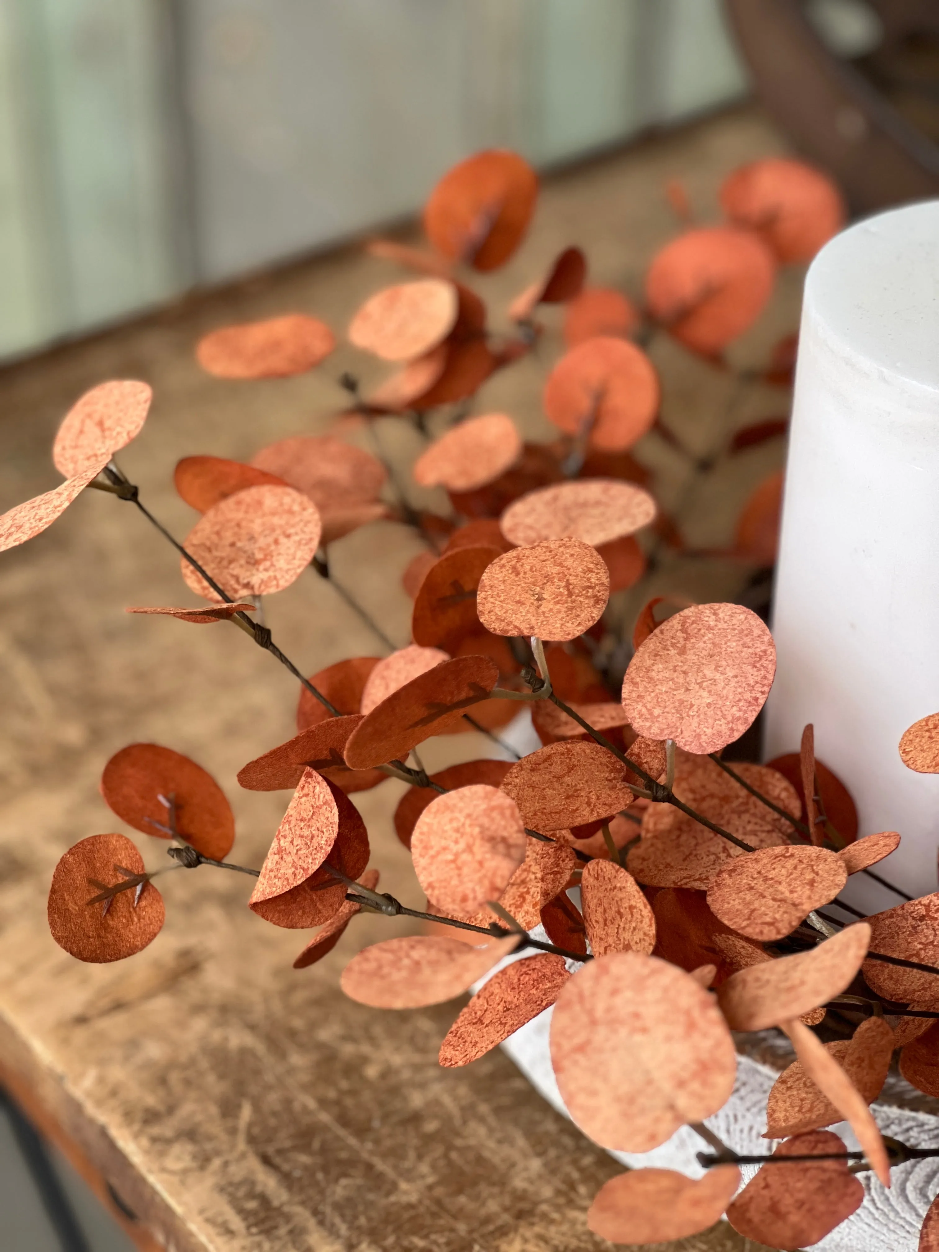 Penny Leaf Candle Ring | 16" | Red