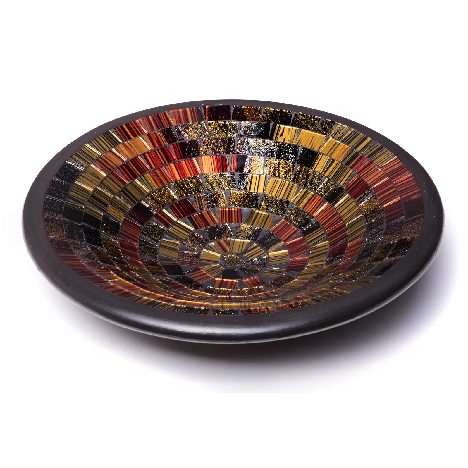 Red Co. Glass Mosaic Ceramic Catch-All Tray, Decorative Accent and Centerpiece Bowl - Round