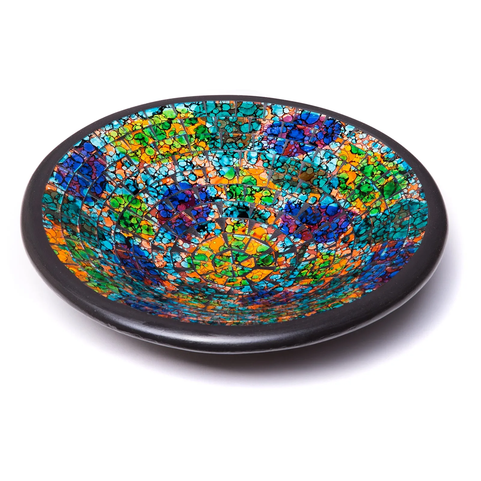 Red Co. Glass Mosaic Ceramic Catch-All Tray, Decorative Accent and Centerpiece Bowl - Round