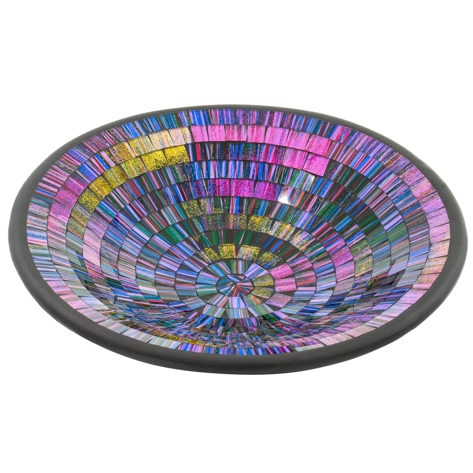 Red Co. Glass Mosaic Ceramic Catch-All Tray, Decorative Accent and Centerpiece Bowl - Round