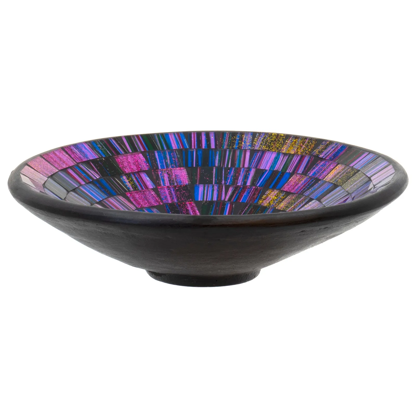 Red Co. Glass Mosaic Ceramic Catch-All Tray, Decorative Accent and Centerpiece Bowl - Round