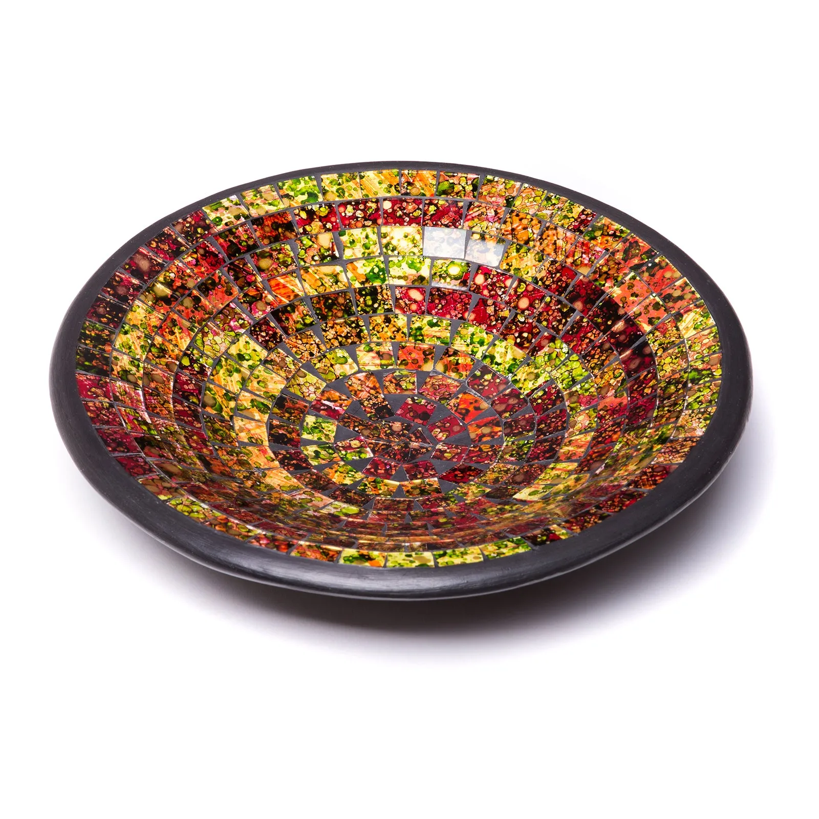 Red Co. Glass Mosaic Ceramic Catch-All Tray, Decorative Accent and Centerpiece Bowl - Round