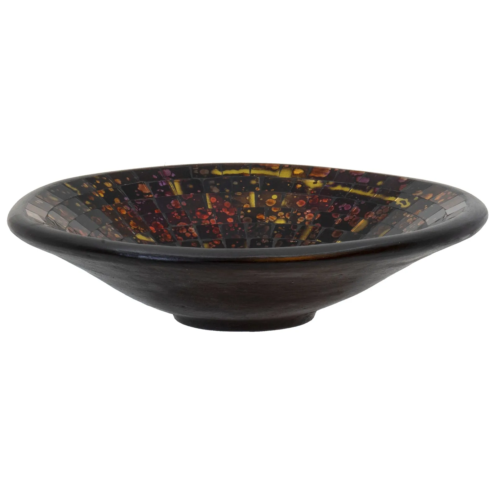 Red Co. Glass Mosaic Ceramic Catch-All Tray, Decorative Accent and Centerpiece Bowl - Round