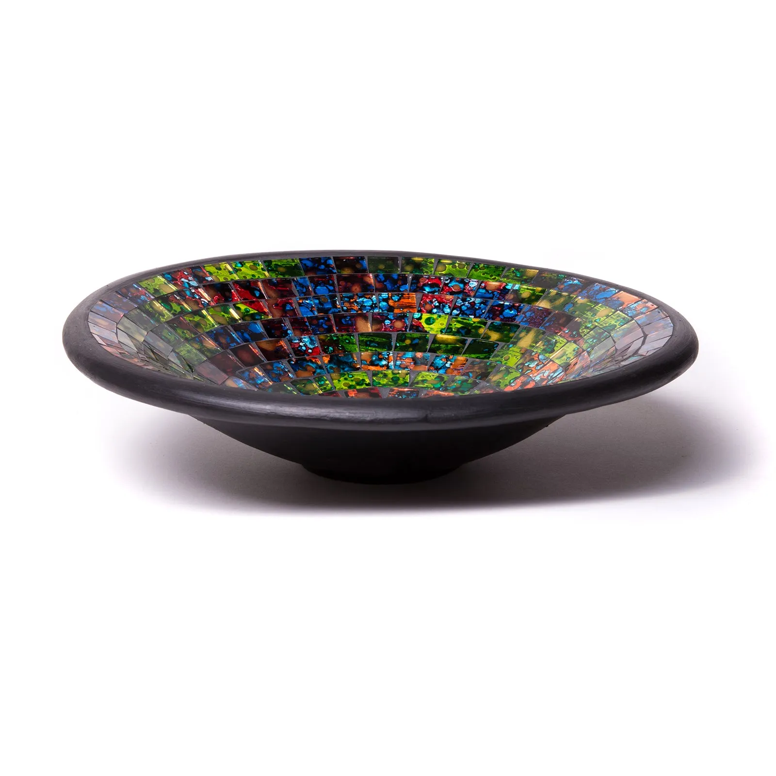 Red Co. Glass Mosaic Ceramic Catch-All Tray, Decorative Accent and Centerpiece Bowl - Round