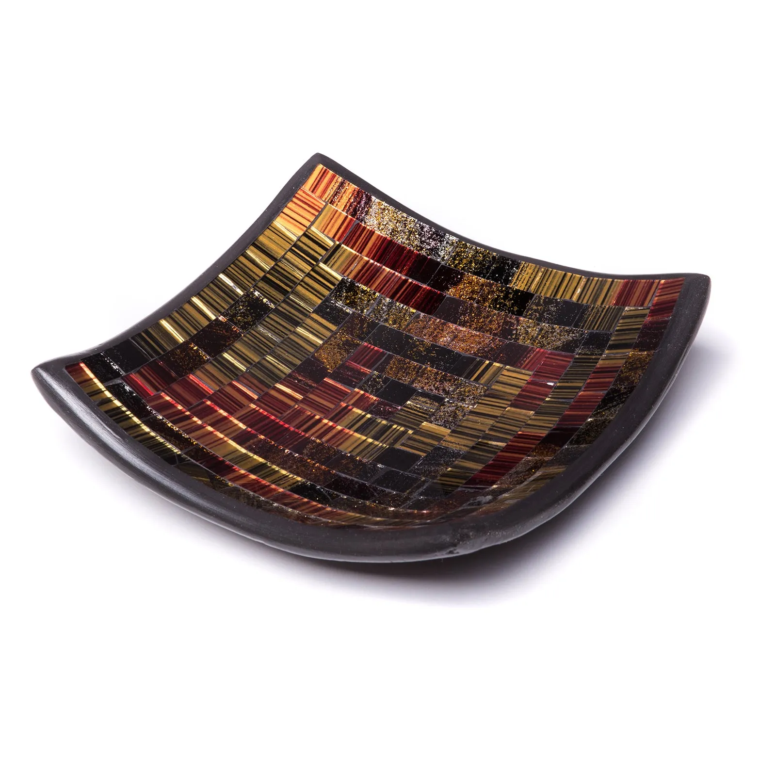 Red Co. Glass Mosaic Ceramic Catch-All Tray, Decorative Accent and Centerpiece Plate - Squared