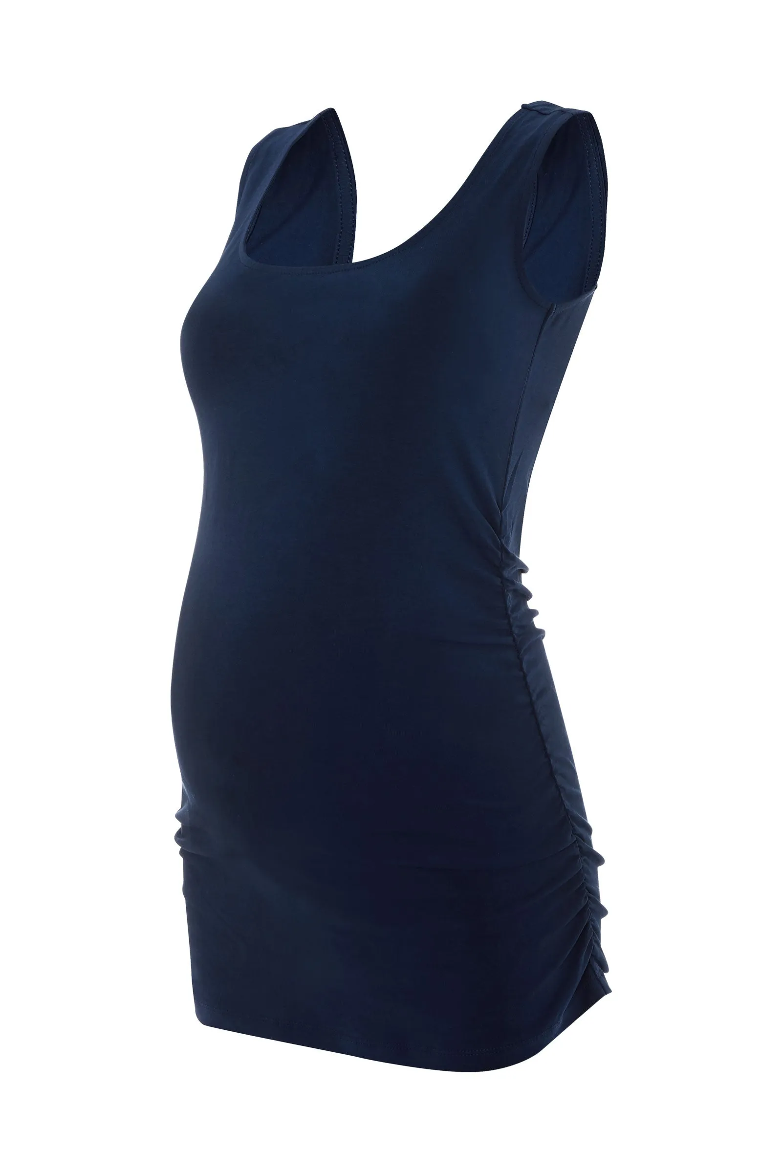 Ruched Maternity Tank Caviar And Navy Blue