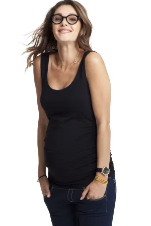 Ruched Maternity Tank Caviar And Navy Blue