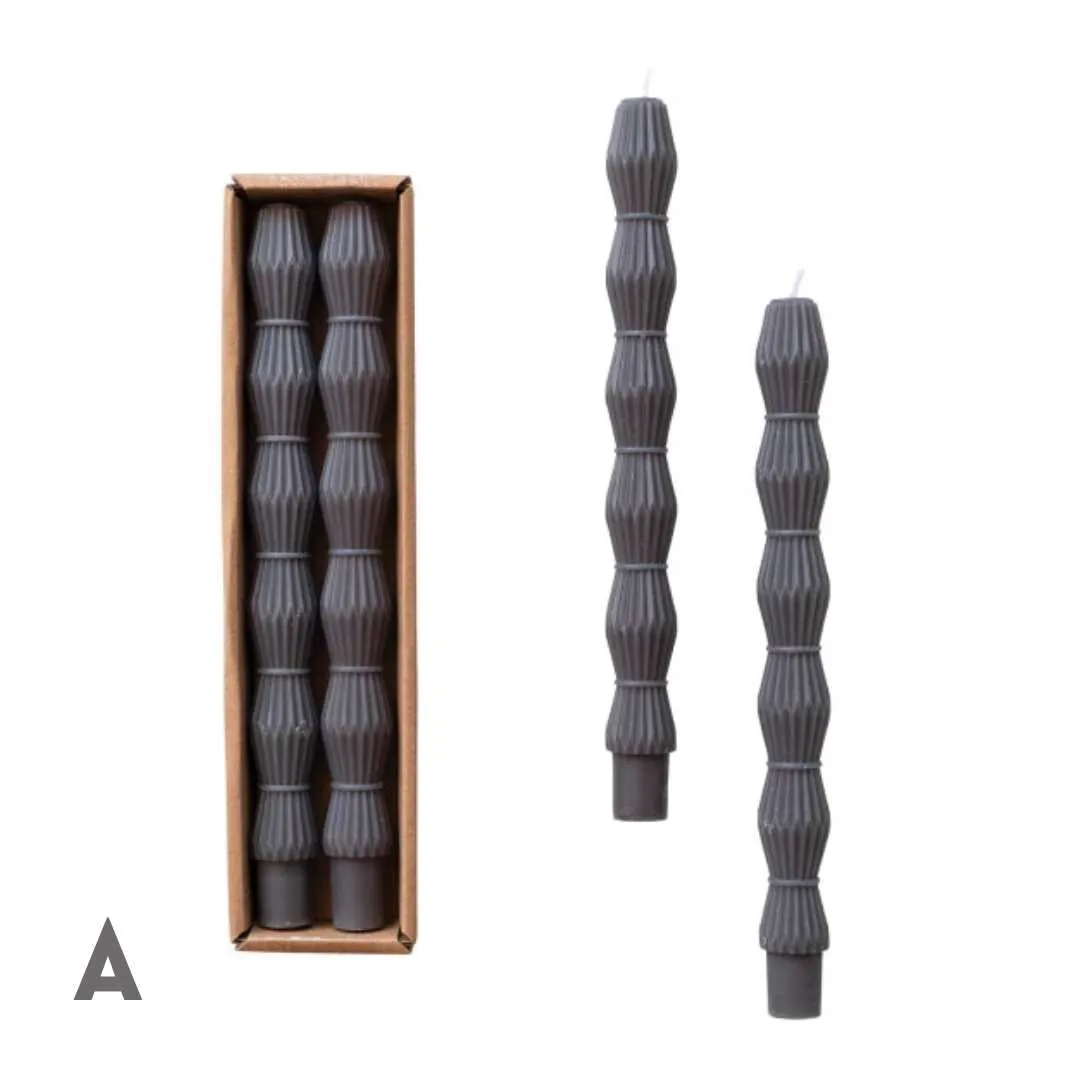 Sculpted 10" Taper Candles Set of 2: Charcoal